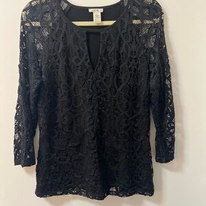 Cache Black Lace Top & Skirt set.